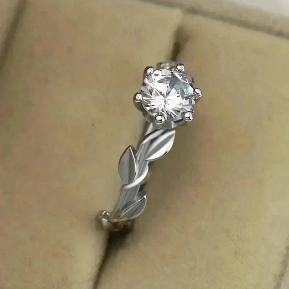 🎀Lovely 925 Silver Plated Fashion Bijoux Leaf Ring For Woman, GPMB1506 - Picture 1 of 4